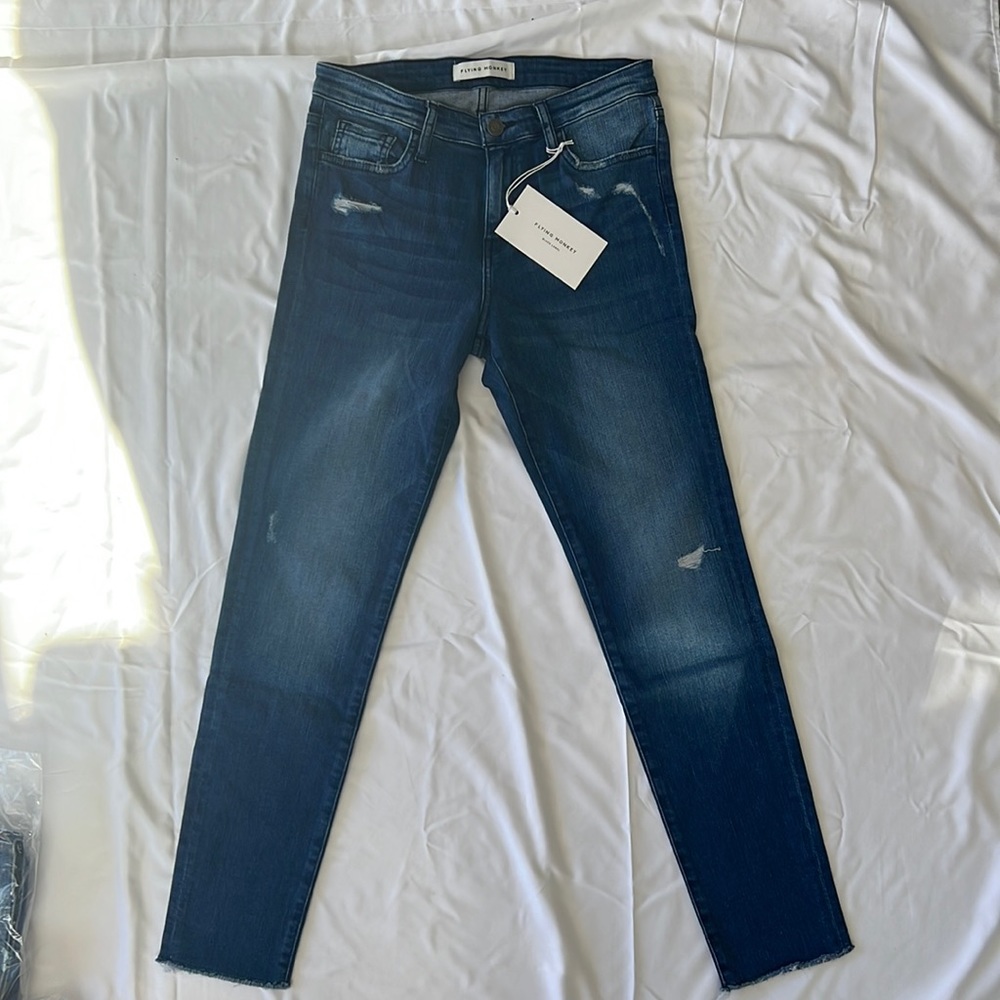 Flying Monkey Lightly Distressed Mid Rise Cropped Skinny Jean